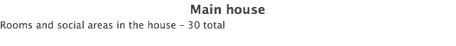 Main house Rooms and social areas in the house – 30 total